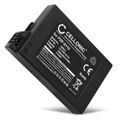CELLONIC PSP-S110 Batteri för Sony PSP Slim & Lite 2 (PSP-2000, PSP-2003, PSP-2004), PSP Slim & Lite 3 (PSP-3001, PSP-3003, PSP-3004) gamingkonsol - 1200mAh ersättningsbatteri , konsolbatteri