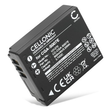 CGA-S007,CGR-S007,DMW-BCD10 Batteri för Panasonic Lumix DMC-TZ5 DMC-TZ5 DMC-TZ3 DMC-TZ1 DMC-TZ4 DMC-TZ2, 900mAh Kamera-ersättningsbatteri med lång batteritid