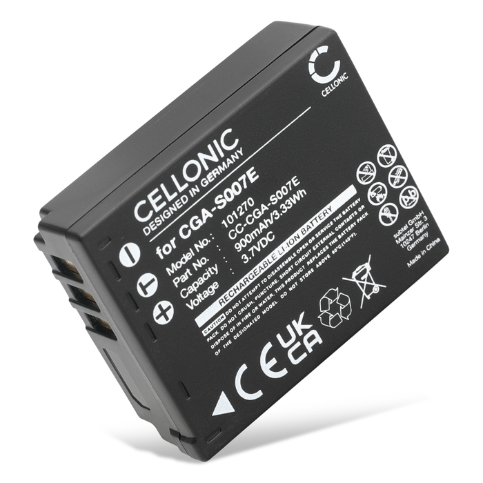 CGA-S007,CGR-S007,DMW-BCD10 Batteri för Panasonic Lumix DMC-TZ5 DMC-TZ5 DMC-TZ3 DMC-TZ1 DMC-TZ4 DMC-TZ2, 900mAh Kamera-ersättningsbatteri med lång batteritid