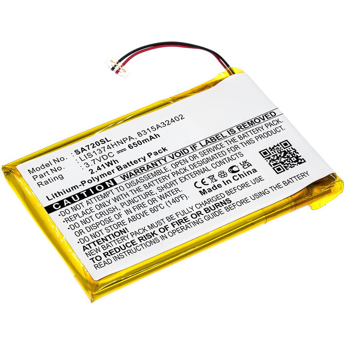 Battery for Sony NWZ-A829, WZ-A828, NWZ-A720, NWZ-A726, NWZ-A728, NWZ-820, NWZ-A826, NWZ-A729, NWZ-S738, NWZ-S738F, LIS1374HNPA - 650mAh 3.7V  by CELLONIC