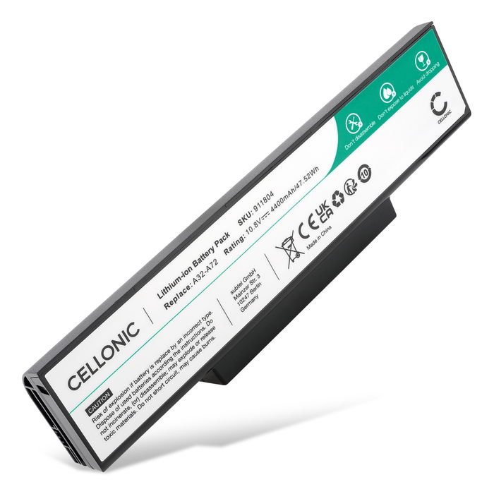 Batteri för ASUS X72D, K73E, X73S, X72J, X73B, N73S, N73, N73SV, A73S, K73S, K72F,A72J, A32-K72 10.8V 4400mAh från CELLONIC