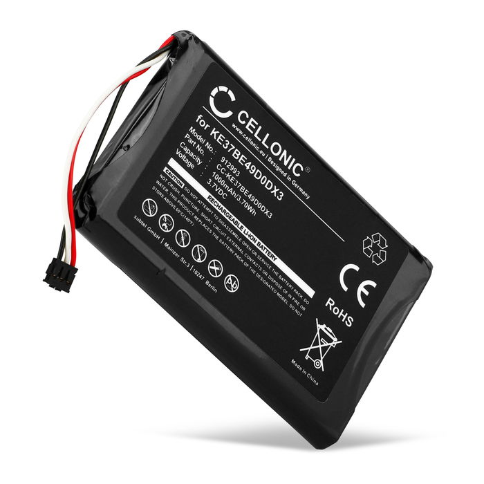 CELLONIC 361-00035-00, KE37BE49D0DX3 GPS-batteri för Garmin Edge 800 / Edge 810 / Edge Touring med 1000mAh 3.6V - 3.7V - navigatorbatteri med lång batteritid