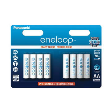 Uppladdningsbara batterier AA Panasonic eneloop BK-3MCC (Mignon, R6, LR6, HR6) 8x