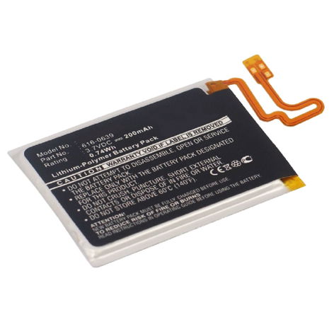 Batteri för Apple iPod nano 7G, 7 Gen. - A1446 616-0639, 616-0640 (200mAh, 3.7V) från subtel