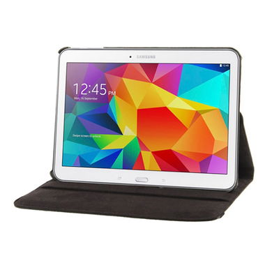 Flipfodral för Samsung Galaxy Tab 4 10.1 (SM-T530 / SM-T531 / SM-T533 / SM-T535) surfplatta/tablet - svart Konstläder skydd som håller hörn, kanter och display hela - vikbart fodral som agerar stativ åt ipad/tablet/surfplatta