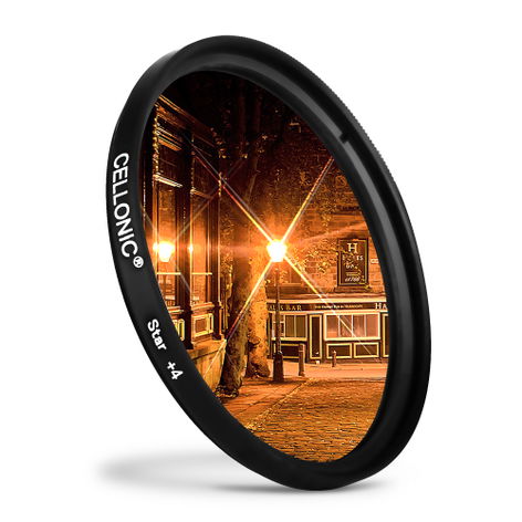 Ø 49mm Star Filter 4 Pt for Camera Lenses – Optical glass + Aluminium alloy from CELLONIC – 7Artisans 55mm 1.4; 55mm/f1.4; Samyang AF 45mm 1.8