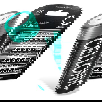 CELLONIC 1.2V uppladdningsbara AA-batterier 2600mAh NiMH – Typ AA R6 LR6 Mignon, 4-pack för kamera, cykellampor, telefon, GPS och radioapparater