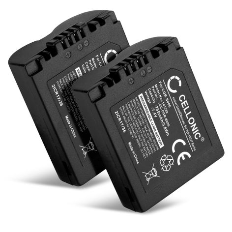2x Battery for Leica D-LUX 2, 3, 4; V-LUX 1 Panasonic CGA-S006 (750mAh, 7.4V) from CELLONIC