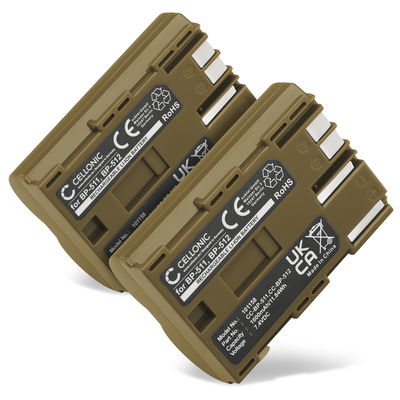 2x BP-511,-512,-514,BP-508 Batteri för Canon EOS 5D EOS 50D, EOS 40D, EOS 30D 300D, EOS 20D 20Da, EOS 10D, EOS D60, Canon PowerShot G3 G5 G6 G1 G2, Pro1, Canon MV700 MV500 MC300, Canon Optura, Canon ZR, Canon FV, 1600mAh Kamera-ersättningsbatteri med lång