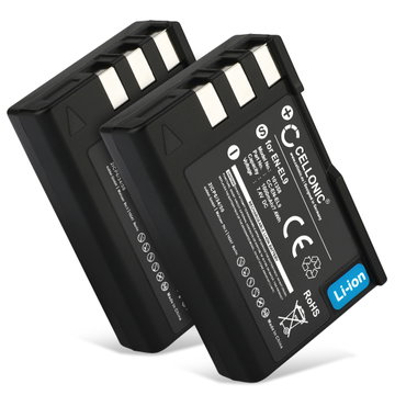 2x Batteri för Nikon D3000 D5000 D60 D40 D40x, EN-EL9 EN-EL9A EN-EL9E 1000mAh från CELLONIC