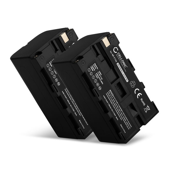 2x NP-F750 NP-F570 NP-F960 NP-F970 NP-F330 Batteri för Sony HXR-MC2500 HXR-NX100 -NX5 HDR-FX1 -FX7 -FX1000 DSR-PD150 -PD170 NEX-FS700r HVR-Z1 DCR-VX2000, 4400mAh Kamera-ersättningsbatteri med lång batteritid