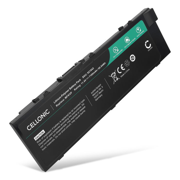 1x Batteri för Dell Precision M7510, M7710, 15 7510, 15 7520, 17 7710, M7520, MFKVP, GR5D3, RDYCT 11.1V 6400mAh från CELLONIC