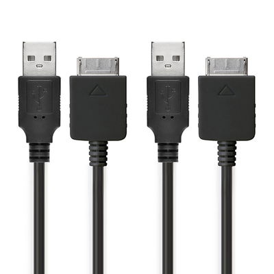 2x USB-kabel / datakabel för Sony Walkman NW-A55L NWZ-ZX2 NWZ-A15 A10 NWZ-A816 A818 NWZ-E858 NWZ-ZX1 ZX100 mp3-spelare- 1m USB-sladd Datakabel svart - MP3 player data cable