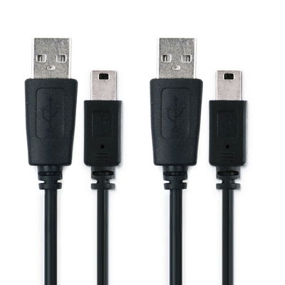 2x USB-kabel / datakabel för Philips GoGear Vibe SA4VBE04 SA4VBE08 Raga SA4RGA04 Muse SA2MUS SA3MUS mp3-spelare- 1m 1A USB-sladd PVC Datakabel svart - MP3 player data cable
