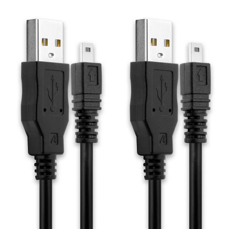 2x 8 Pin Camera Mini USB B to USB A Camera Data Cable UC-E6 UC-E16 UC-E17 for Nikon D3300; D3200; 1 V1; D750; Coolpix A900, A Black PVC 1.5m from CELLONIC