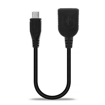 USB-kabel med OTG-funktion för OnePlus One / OnePlus X - 15cm lång kabel, USB-sladd PVC svart