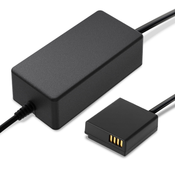 Köp för 3 års garanti - Batteridummy / Nätdel för Panasonic Lumix DMC-TZ80 systemkamera med lång strömförsörjning och ca. 3m laddsladd