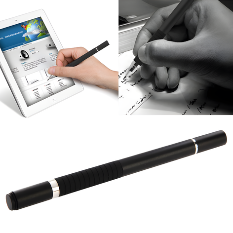 subtel Stylus Pen for Touch Screens - 2-in-1 Screen Pencil for Tablet, Phone, Android Touchscreen with Capacitive Tips / Nibs for iPad, iPhone, Samsung, Kindle Fire - Silver