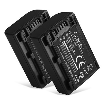 2x NP-FV50 NP-FV70 NP-FV100 Batteri för Sony FDR-AX53 AX100 AX700 FDR-AX33 HDR-CX625 -CX900 -CX220 -CX190 NEX-VG10 -VG30 -VG900 DCR-SR68 DCR-SX45 DEV-50V HDR-PJ810, 650mAh Kamera-ersättningsbatteri med lång batteritid