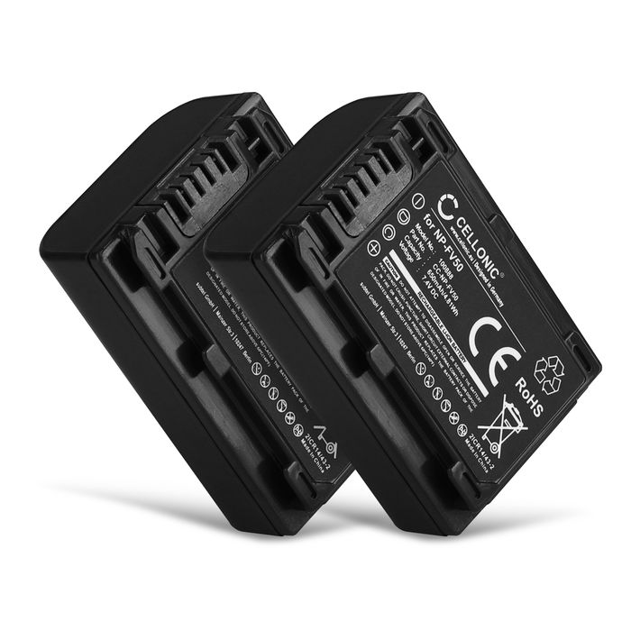 2x Batteri Sony NP-FV50 - 650mAh