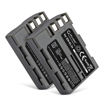 2x EN-EL3 EN-EL3e Batteri för Nikon D50 D70s D80 D90 D200 D300 D300S, 1600mAh Kamera-ersättningsbatteri med lång batteritid