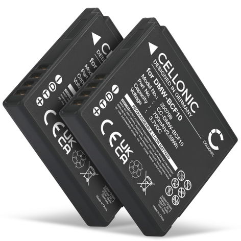 2x Batteri till Panasonic Lumix DMC-F2, DMC-F3, DMC-FH1, DMC-FH20 DMW-BCF10 CGA-S106 (700mAh, 3.7V) från CELLONIC