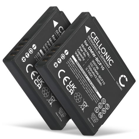 2x Battery for Panasonic Lumix DMC-F2, DMC-F3, DMC-FH1, DMC-FH20 DMW-BCF10 CGA-S106 (700mAh, 3.7V) from CELLONIC