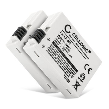 2x Ersättningsbatteri för Canon LP-E8 - kompatibelt med bl.a.Canon EOS 650D EOS 700D EOS 550D EOS 600D EOS Kiss X4 Kiss X5 Kiss X6i EOS Rebel T2i Rebel T3i Rebel T4i Rebel T5i - med hög kapacitet om 1020mAh för lång batteritid - Två st. Kamerabatteri / Re