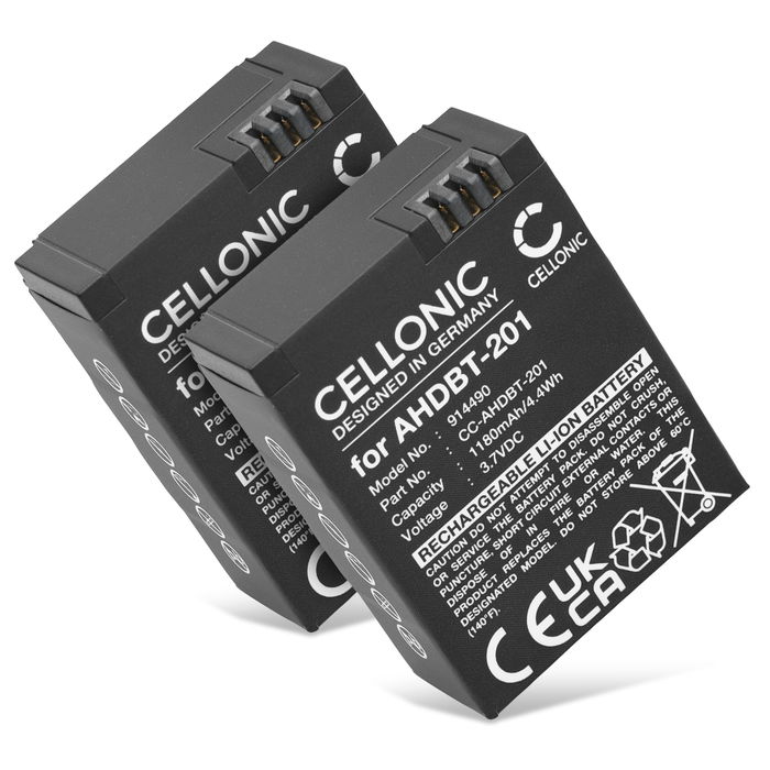 2x GoPro Hero 3 Silver 1180mAh Batteri från CELLONIC