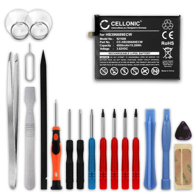 CELLONIC HB396689ECW mobilbatteri inkl. verktygsset för Huawei Mate 9 / 9 Pro 3.82V, 4000mAh - ersättningsbatteri med lång batteritid + skruvmejsel-set