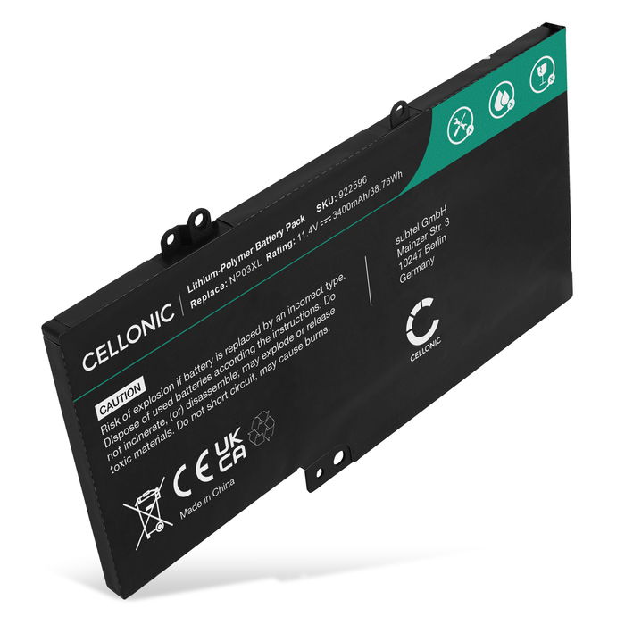 Batteri för HP ENVY x360 15-U, Pavilion x360 13-A, 14-AC, NP03XL, NP03043XL 11.4V 3400mAh från CELLONIC