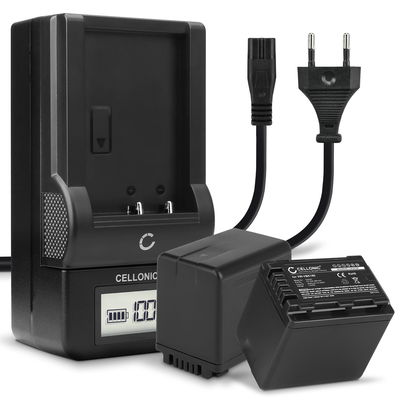 Laddare med LED-display + 2x kamerabatteri Panasonic VW-BC10, VW-VBK180, VW-VBK360, VW-VBL090 m.fl.med hög kapacitet 4040mAh för lång batteritid - optimerat för Panasonic HC-V770 V777 V760 V380 V270 m.fl.