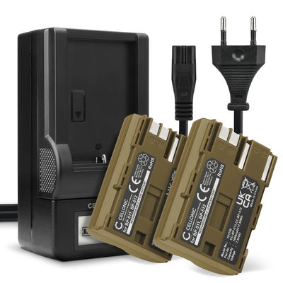 2x Batteri för Canon EOS 5D EOS 50D EOS 40D EOS 30D 300D EOS 20D EOS 10D PowerShot G3 G5 G1 kamera med hög 1600mAh kapacitet + laddare för uppladdningsbara kamerabatterier