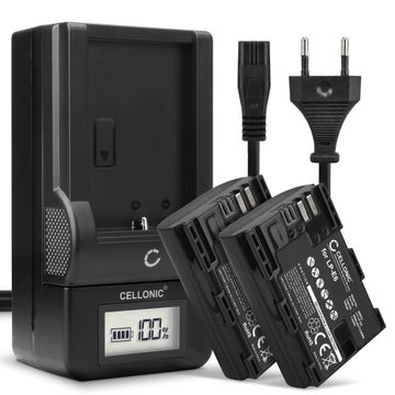 2x Batteri för Canon EOS 5D Mark II III IV 5DS R 60D 60Da 6D Mark II 70D 7D Mark II 80D EOS R WFT-E7 kamera med hög 2000mAh kapacitet + laddare för uppladdningsbara kamerabatterier
