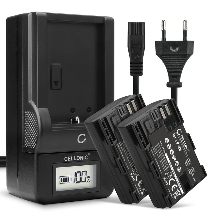 2x Batteri för Canon EOS 5D Mark II III IV 5DS R 60D 60Da 6D Mark II 70D 7D Mark II 80D EOS R WFT-E7 kamera med hög 2000mAh kapacitet + laddare för uppladdningsbara kamerabatterier