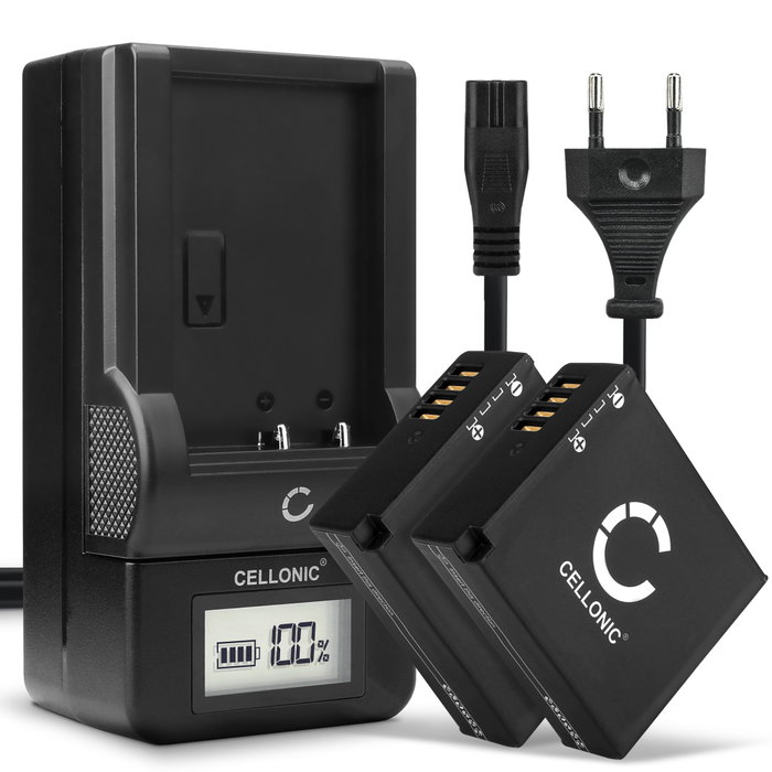 2x Batteri för Panasonic Lumix DMC GX80 LX100 GF6 GX7 TZ80 TZ101 TZ202 TZ81 DMWBLG10E kamera med hög 980mAh kapacitet + laddare för uppladdningsbara kamerabatterier