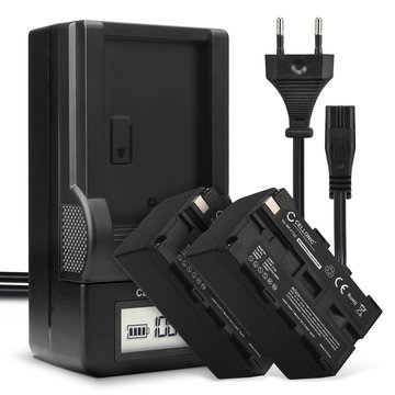 2x Batteri för Sony HXR-NX100 NX5 HXR-MC2500 HDR-FX7 FX1 FX1000 HVR-Z1 kamera med hög 4400mAh kapacitet + laddare för uppladdningsbara kamerabatterier