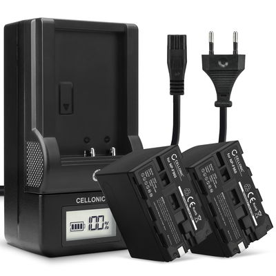 2x ersättningsbatteri 6600mAh inkl. laddare för Sony NP-F970, NP-F960, NP-F950, NP-F930 - kamerabatteri optimerat för bl.a. Z Cam E2, Sony HXR-MC2000, Sony HDR-FX7 - reservbatteri och laddare från subtel med hög kapacitet