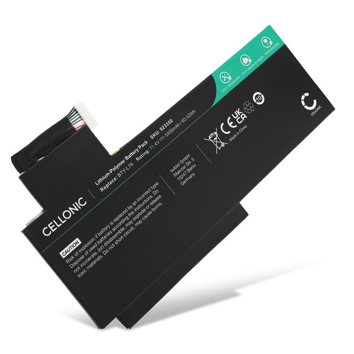 Batteri för MSI GT70, GS70 (2PE, 2QE, 2PC, 2QD), MS-GS70, GS72, GS72 Stealth, Workstation WT72, BTY-L76 11.1V 5300mAh från CELLONIC