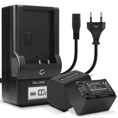 2x Batteri för Sony AX100 FDR-AX700 PXW-Z90 HXR-NX80 HDR-CX625 -CX680 -CX900 -CX450 NEX-VG30 VG20 -VG10 kamera med hög 1500mAh kapacitet + laddare för uppladdningsbara kamerabatterier