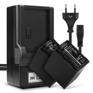 2x Batteri för Sony AX100 FDR-AX700 PXW-Z90 HXR-NX80 HDR-CX625 CX680 CX900 CX450 NEX-VG30 VG20 VG10 kamera med hög 2200mAh kapacitet + laddare för uppladdningsbara kamerabatterier