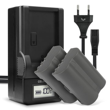 2x Batteri för Nikon D80 D90 D900 D100 D200 D300 D300S D50 D70 D700 D70s kamera med hög 2000mAh kapacitet + laddare för uppladdningsbara kamerabatterier