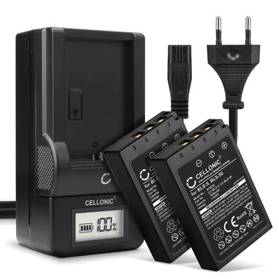 2x Batteri för Olympus Pen E-PL7, OM-D E-M10 Mark II, Olympus Stylus 1, Pen E-PL6, E-450, E‑P3 1000mAh + Laddare från CELLONIC