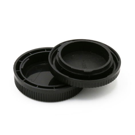 Body Cap + Rear Lens cap Micro 4/3 MFT Micro Four Thirds – Plastic Black Bayonet from CELLONIC – Olympus Pen E-PL9; Panasonic Lumix DC-G9