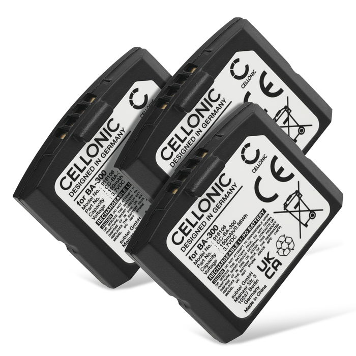 3x CELLONIC BA300 BA 300 Ersättningsbatteri för Sennheiser headset / hörlurar med 150mAh, 3.6V - 3.7V - reservbatteri för bla Sennheiser RR 4200, Sennheiser HDI 830 m.fl.