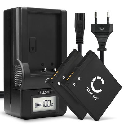 2x Batteri för Panasonic Lumix DMC-SZ10 SZ3 SZ8 SZ9 DMC-FS50 DMC-XS1 XS3 DMC-F5 DMC-FH10 kamera med hög 600mAh kapacitet + laddare för uppladdningsbara kamerabatterier