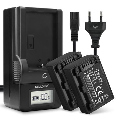 2x Batteri för Sony A230 A290 A330 A380 A390 DSC-HX1 HX200V HX100V CX7 HDR-SR11 -SR12 DCR-SR45 DCR-SX30 XR500 kamera med hög 700mAh kapacitet + laddare för uppladdningsbara kamerabatterier