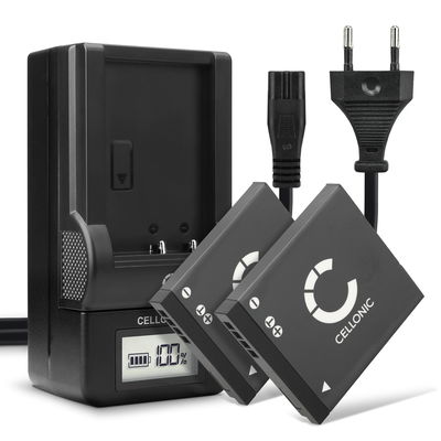 2x Batteri för Panasonic Lumix DMC-FT30 FT25 DMC-FS45 FS40 FS35 DMC-SZ7 SZ1 DMC-FX90 kamera med hög 700mAh kapacitet + laddare för uppladdningsbara kamerabatterier