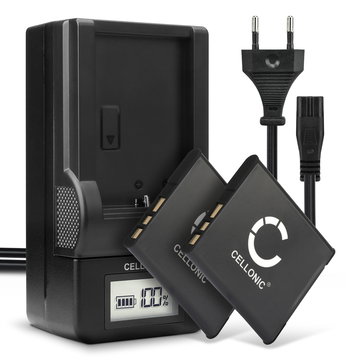 2x Batteri för Sony Cyber-shot DSC-WX80 DSC-QX10 DSC-QX100 DSC-TX30 DSC-W830 kamera med hög 580mAh kapacitet + laddare för uppladdningsbara kamerabatterier