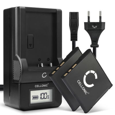2x Batteri för Sony Cyber-shot DSC-WX80 DSC-QX10 DSC-QX100 DSC-TX30 DSC-W830 kamera med hög 580mAh kapacitet + laddare för uppladdningsbara kamerabatterier